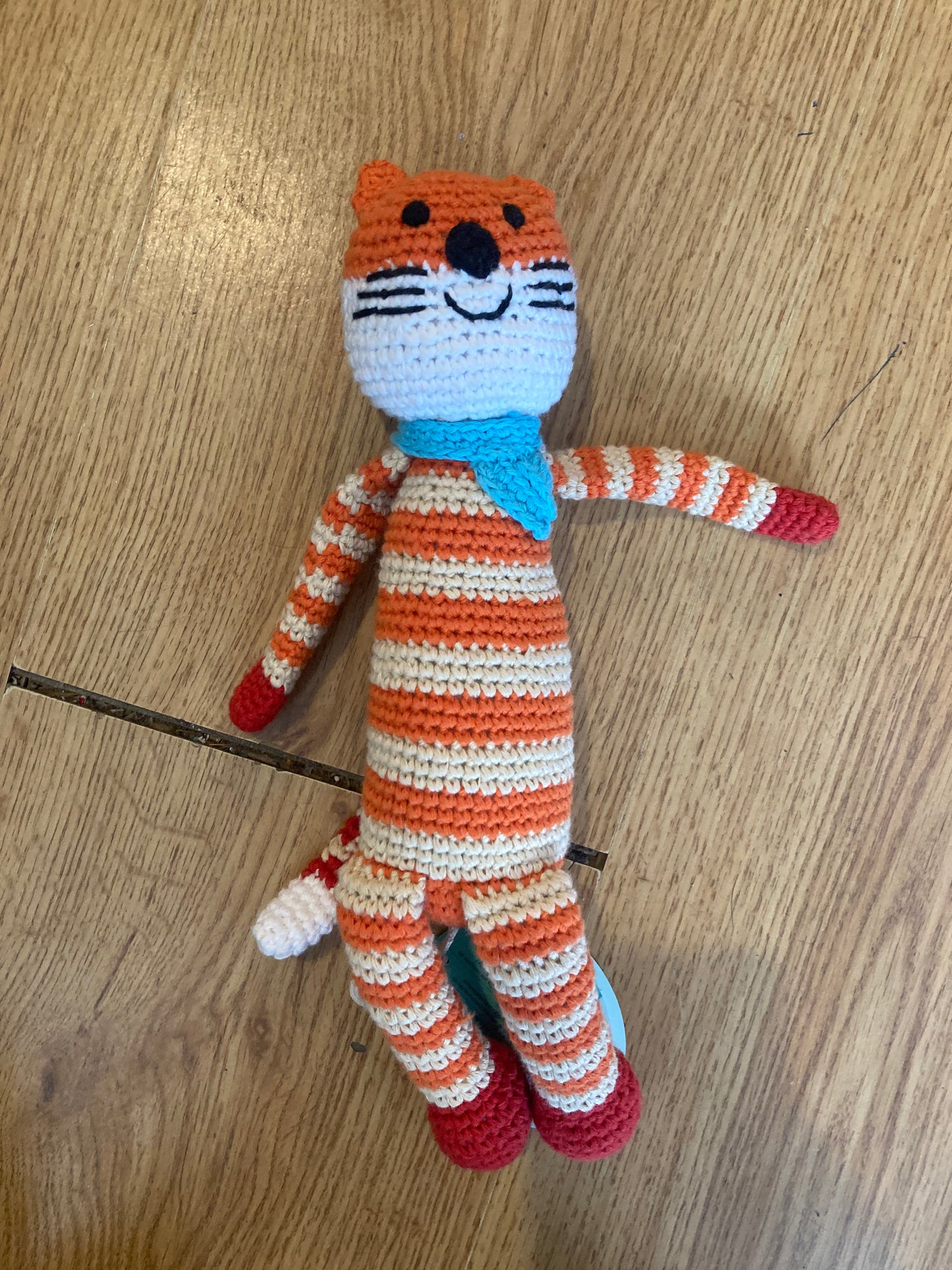 Fair Trade Cotton Crotchet Tiger Rattle Toy