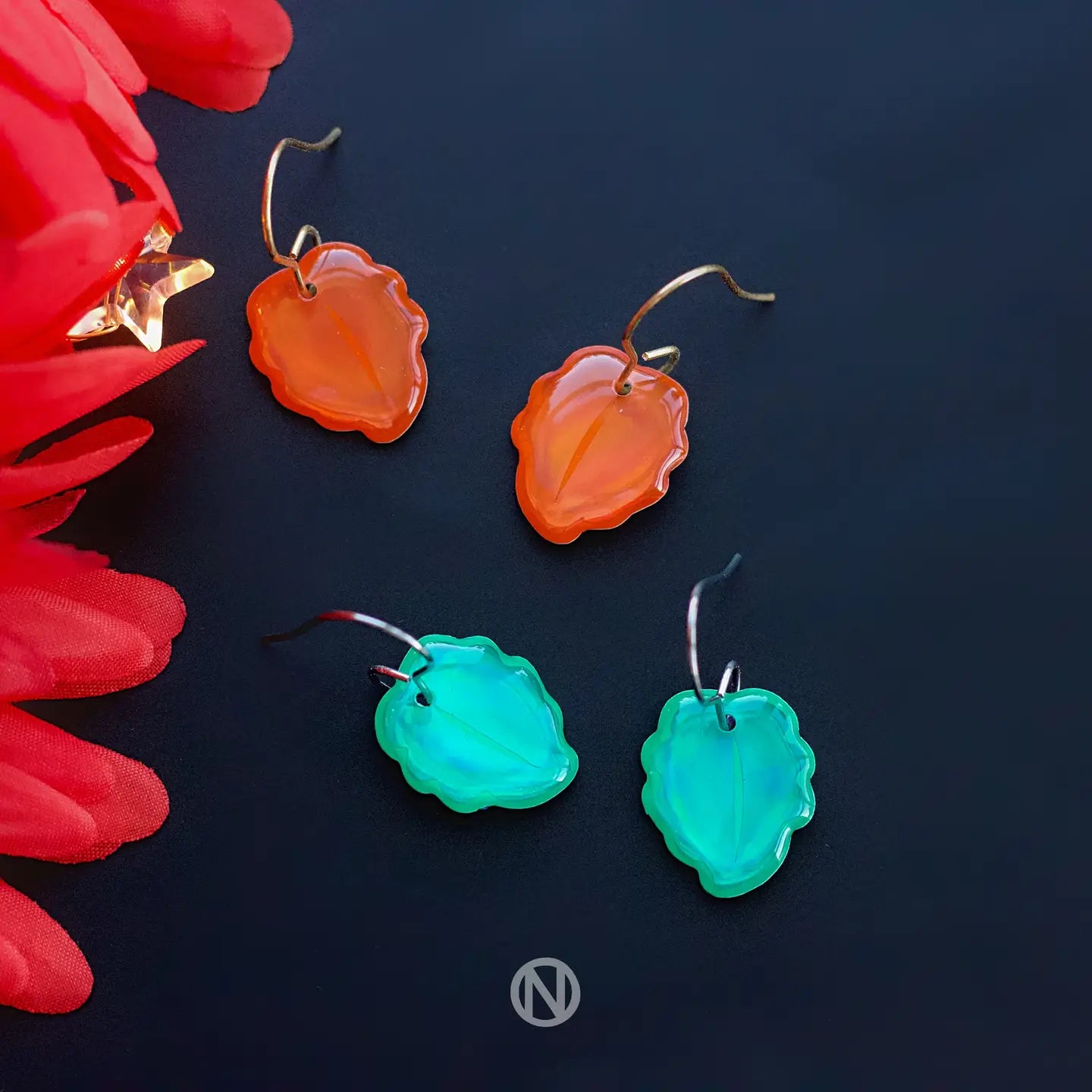 Leaf Drop Earrings Green