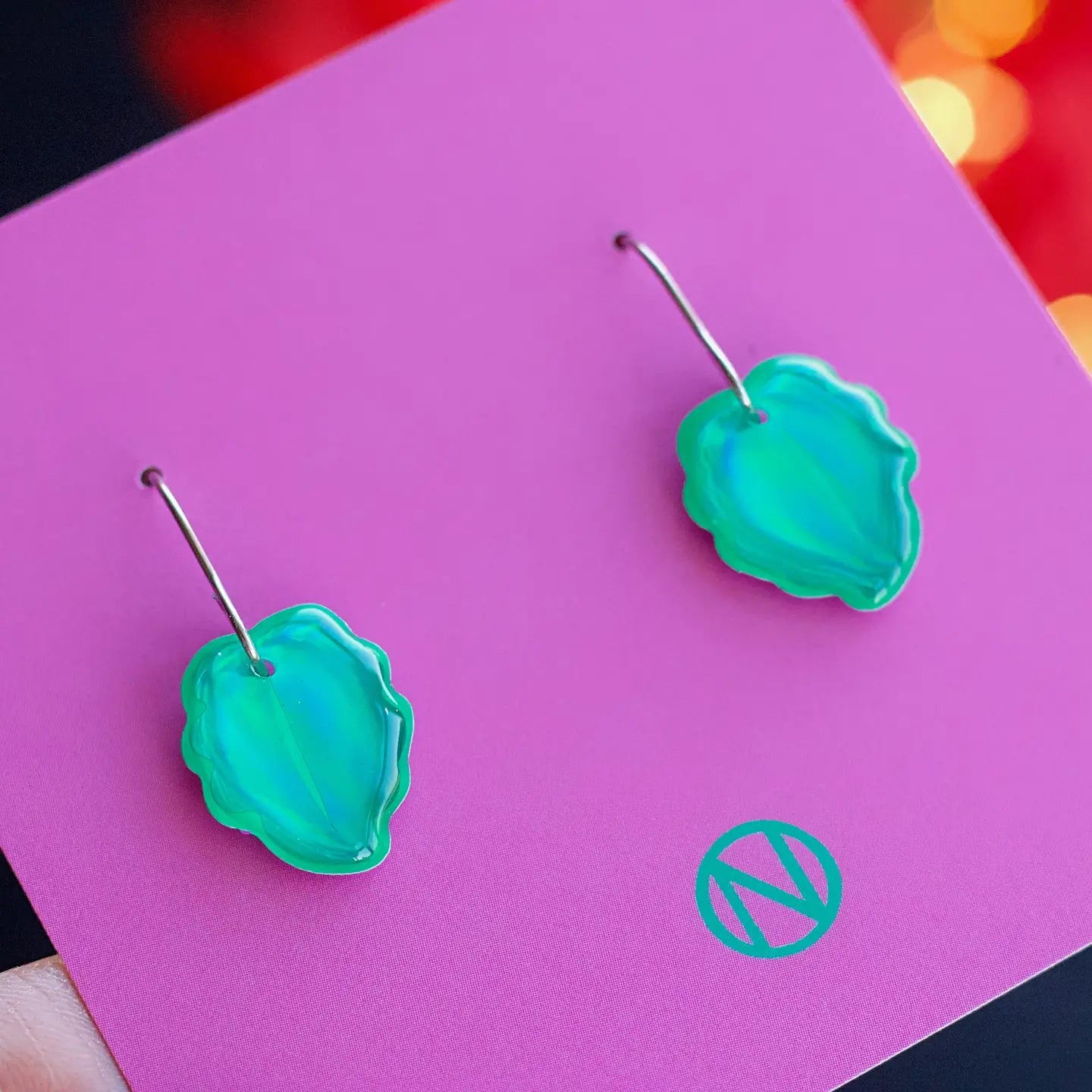 Leaf Drop Earrings Green