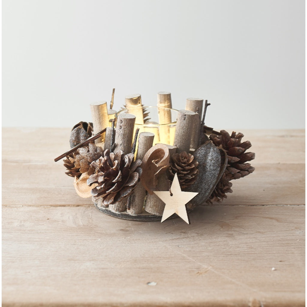 Twig and Pinecone Candle Pot