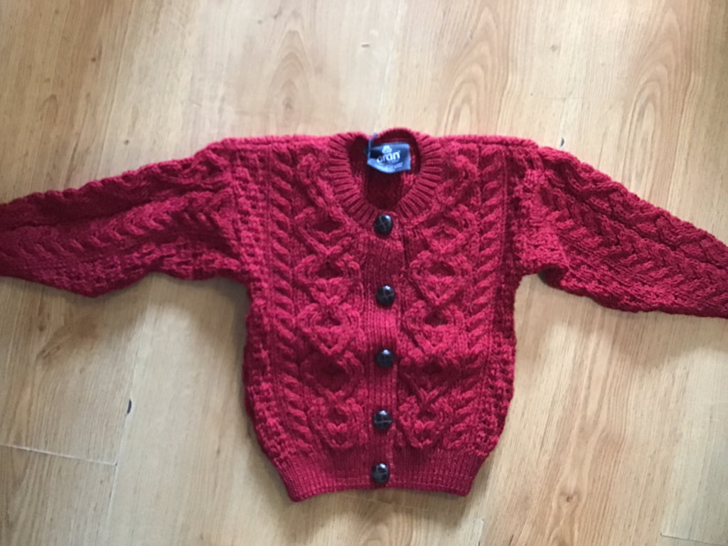 Grá Traditional Children's Lumber Cardigan -red