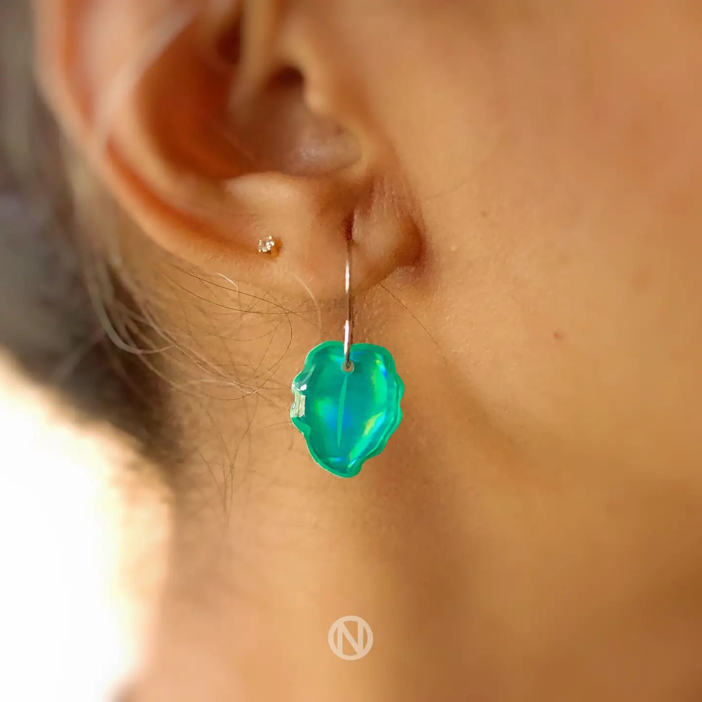 Leaf Drop Earrings Green