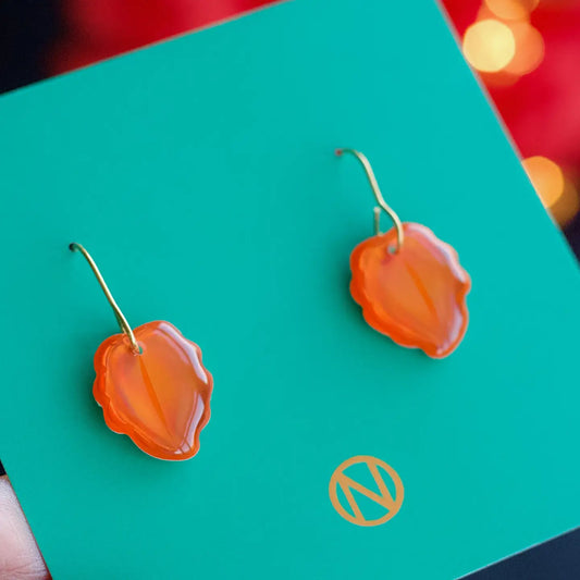 Leaf Drop Earrings Orange