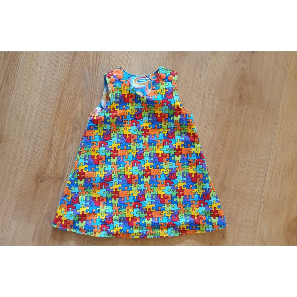 Handmade Reversible Dress Jigsaw/Butterfly