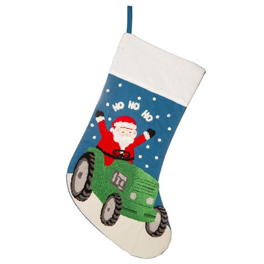 Santa in a tractor Stocking
