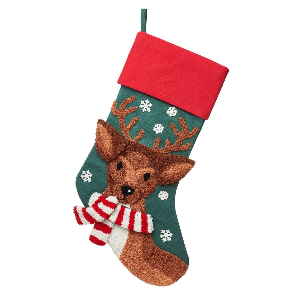 Embroidered Reindeer stocking