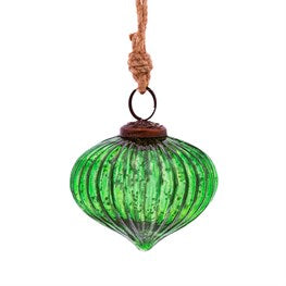 Green Glass Crackle Bauble