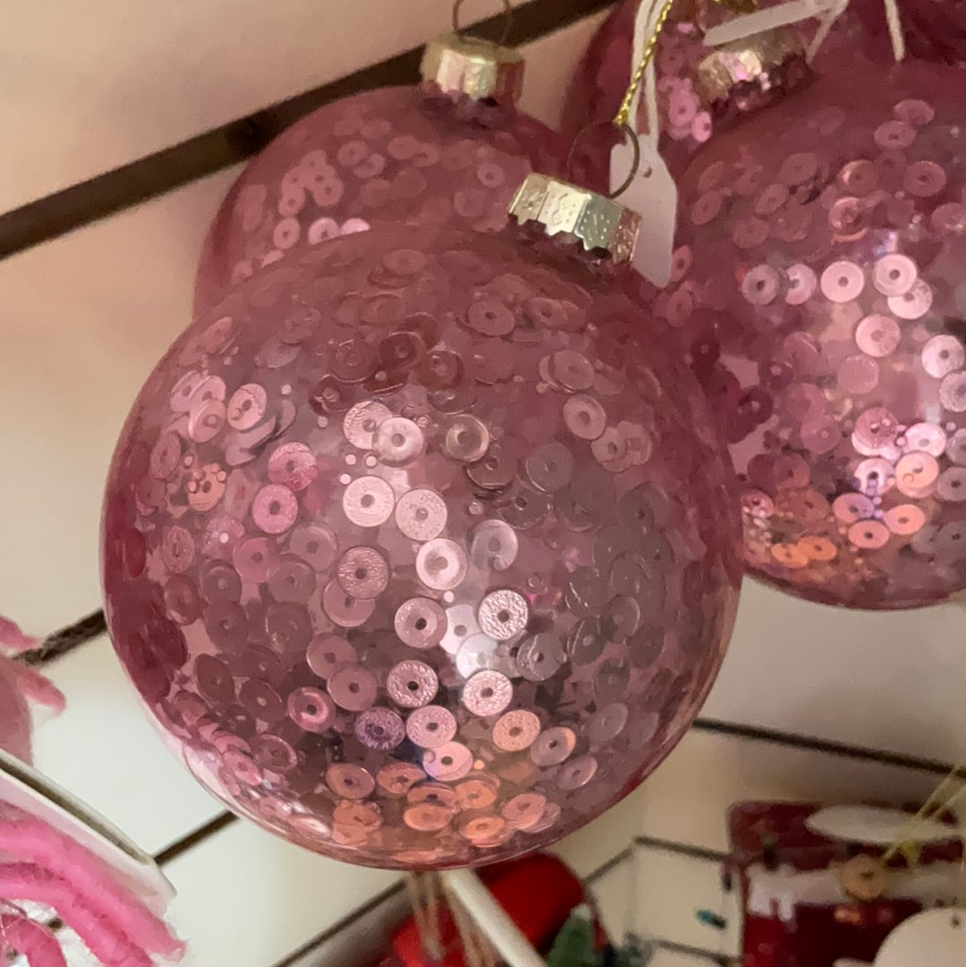 Pink Sequin Bauble