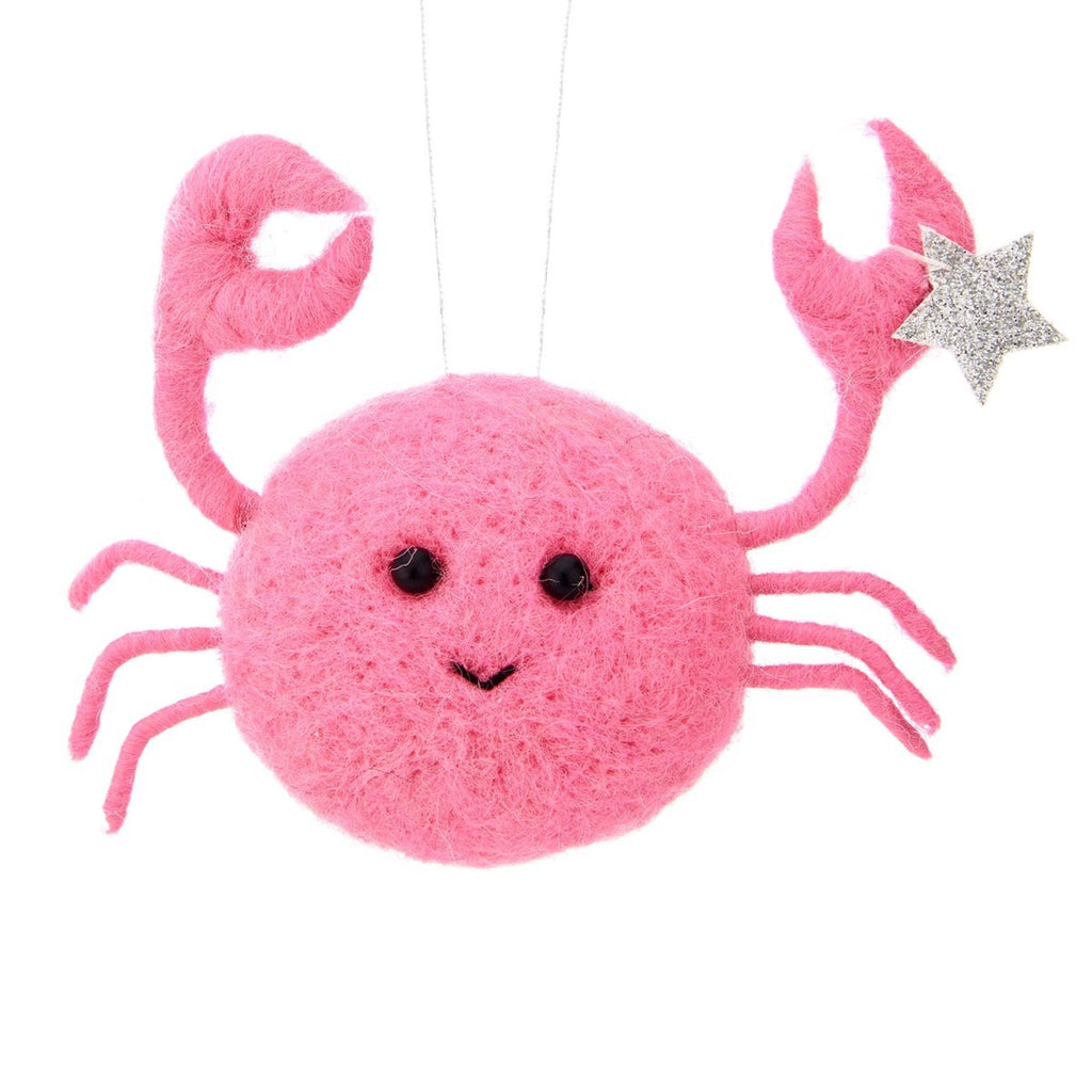 Pink Crab Felt Hanging Decoration