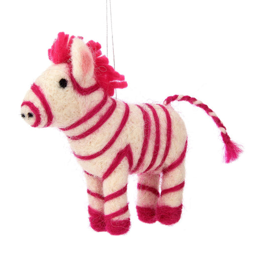 Pink Zebra Felt Hanging Decoration