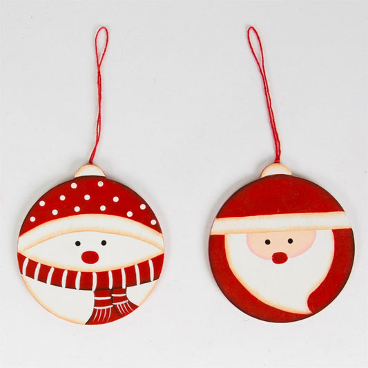 Round Snowman & Santa Hanging Bauble