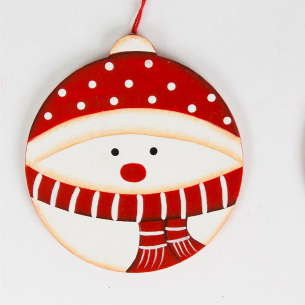 Round Snowman & Santa Hanging Bauble