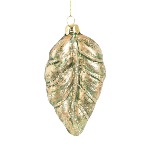 Gilded Gold Botanical Leaf Shaped Bauble