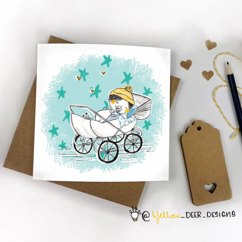 Baby - Blue buggy card 0029