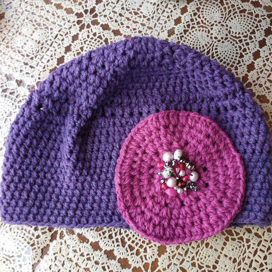 Purple, Pink disc hat - s/m