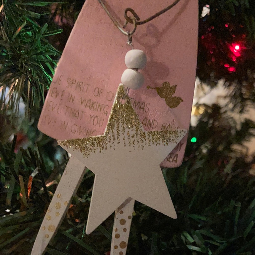Pink & Gold Angel Ornament