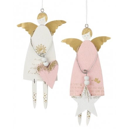 Pink & Gold Angel Ornament