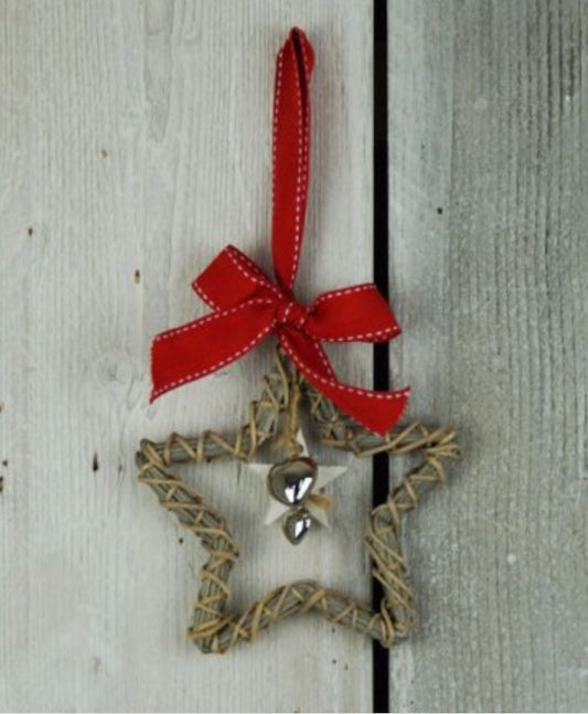 Wicker Hanging Star with Hearts