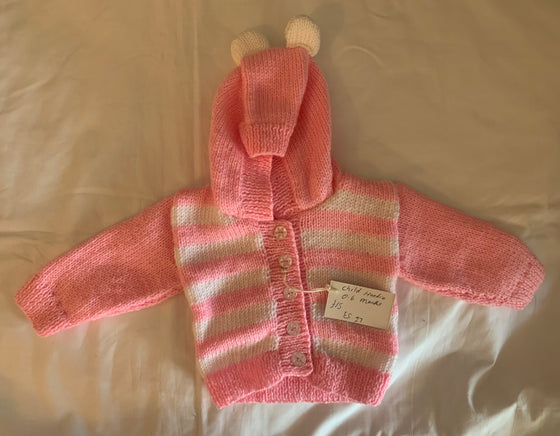 Pink and white hoodie 0-6 Months