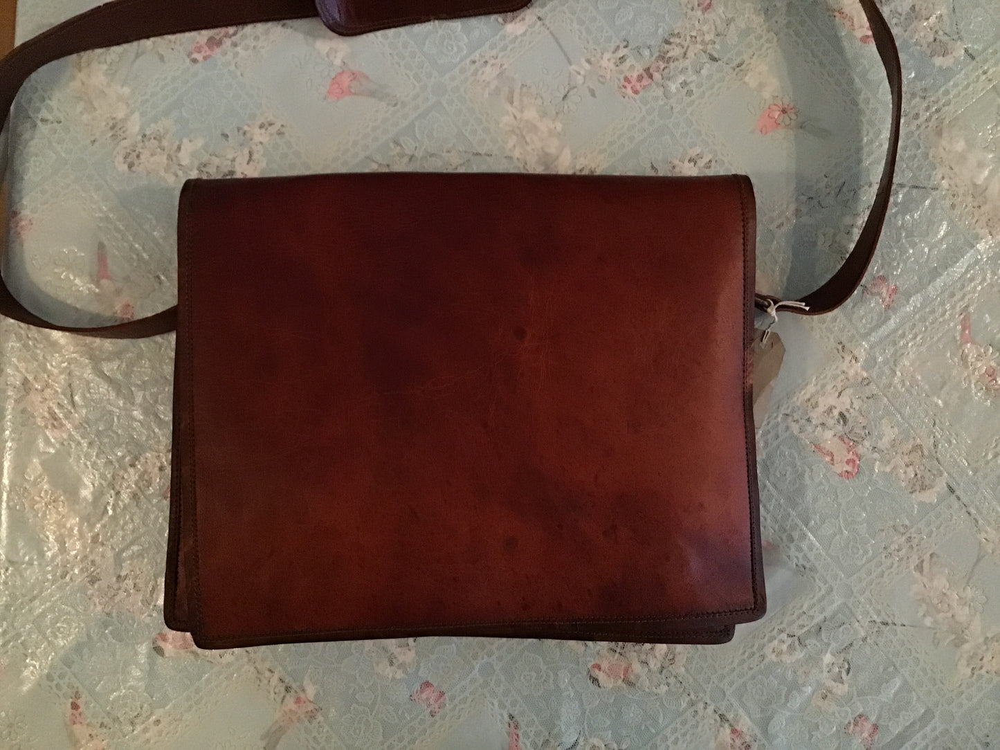 Large leather courier bag