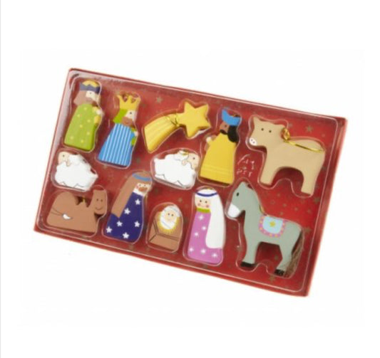 Wooden Hanging Nativity Decorations
