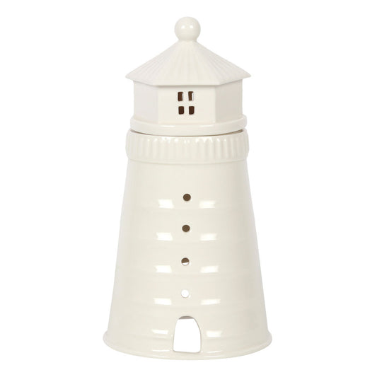 White Ceramic Oil Burner Lighthouse
