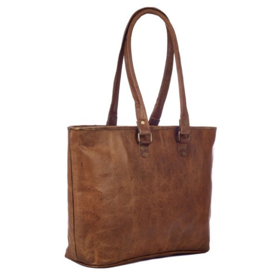 Large Leather Fair Trade Shopping Bag