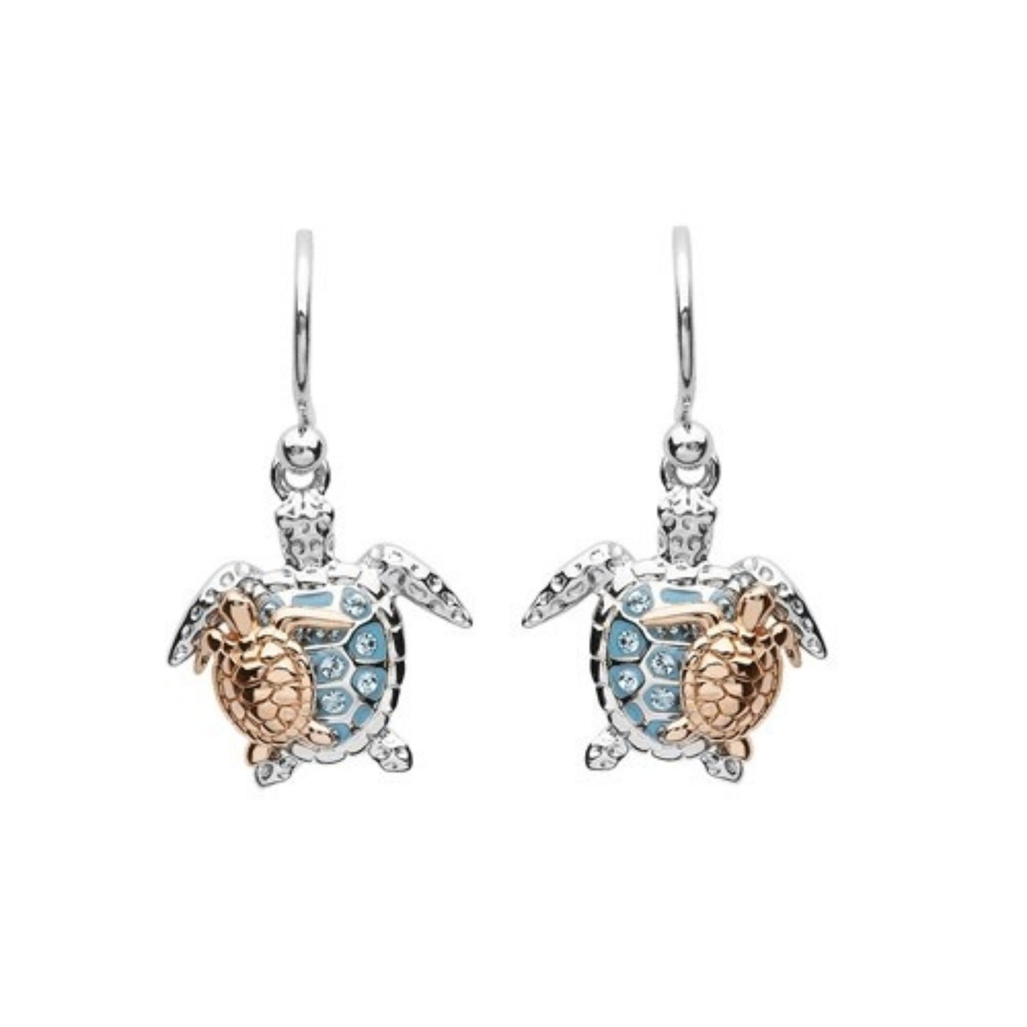 Mother & Baby Turtle Earrings With Swarovski Crystals