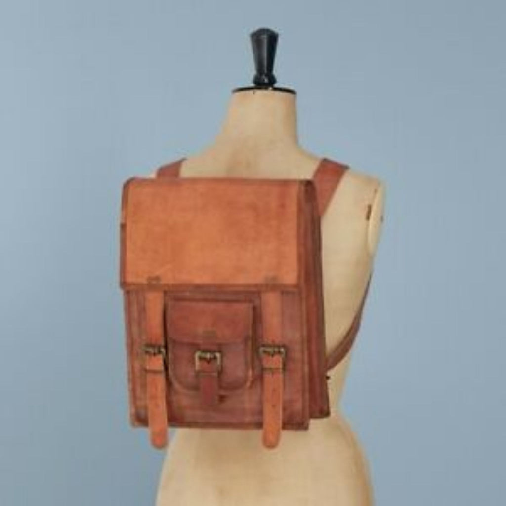 Large Brown Leather Satchel Style Rucksack